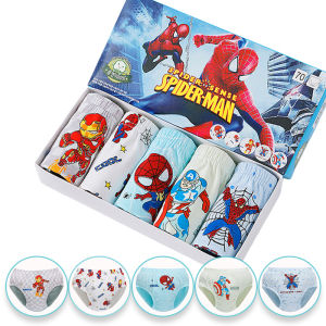 Exquisite Boxed 5-Piece Boys Underwear Soft Breathable Cotton Children Boys Briefs Spider-Man Cartoon Kids Triangle Knickers