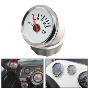 เครื่องวัดแรงดันไฟฟ้า52มม. เครื่องวัดแรงดันไฟฟ้าทั่วไป8-16โวลต์16โวลต์16-32โวลต์พร้อมไฟแบ็คไลท์สีแดงสำหรับเรือยอชท์รถยนต์
