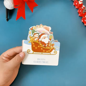 Kartu Ucapan Natal Mini Amplop Lipat Greeting Message Card Christmas Santa Klaus Snowman Xmas Teddy Bear Cute Lucu Imut
