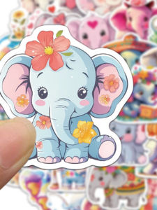 สติ๊กเกอร์ลายช้างน่ารัก ติดกระเป๋า แก้วน้ำ ตกแต่ง ลายการ์ตูน ของเล่นสำหรับเด็ก อุปกรณ์บันทึกโน้ต วัสดุติดผนัง