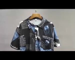 Hawaiian Newspaper Print Short Sleeve Shirt Fashion Mens Beach Lapel Top Korean Casual Loose Quick-drying Streetwear