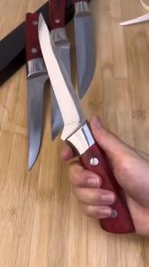 Nipiin Japanese Meat Knife Chef Knife Boning Knife Mongolian Stainless Steel Kitchen Knife With Leather Cover