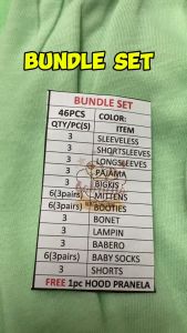 46pcs Pure Cotton Bundle Set Newborn Infant Baby Clothes Baru baruan Tie Side with Free 3in1 Bolster Set