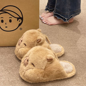 Adorable Cartoon Koala Slippers Womens Winter New Indoor Home Plush Warm Headed Anti-slip Slippers Comfortable Roman Style