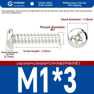 GUWANJI | Iron Nickel-Plated Cross Recessed Head Self-Tapping Screw for Electronics and Wood