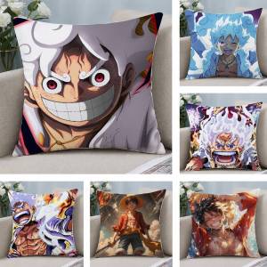 Bandai | One Piece Gol D Roger Anime Plush Pillow Cover Soft Short Plush Cushion Cover For Sofa Bedroom Home Decor Gift Decoration