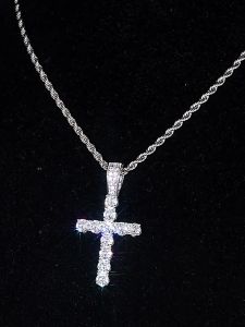 silver original italy 925 Diamond cross necklace for men