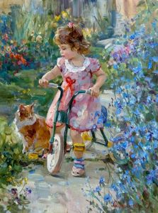 Oil Painting By Numbers Backyard Childhood Portrait Number Drawing Canvas DIY Pictures By Numbers Home Decor