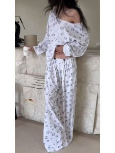 2025 Autumn Winter Casual Loose Long Sleeve Cute Sweet Pure Cotton Girls Katie Cat Home Clothes Set Sleepwear Comfortable Soft