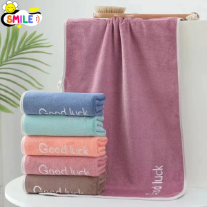 Smile😊 พร้อมส่ง💯 ผ้าขนหนู ซับน้ำดี ผ้าเช็ดตัว Good luck ผ้านาโน ขนาด 70x135 Cm 34*74 Cm 90*170 Cm จั้มโบ้