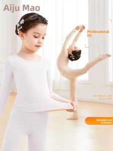 aiwuge | Bộ Quần Áo Lót Múa Đẻo Trẻ Em Màu Trắng/Hồng Tay Dài Cho Mùa Thu/Đông