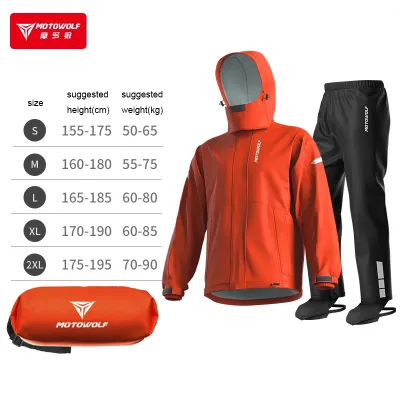 MOTOWOLF Original V5 Version 5 Motorcycle Raincoat for Men Parkas Women Motorcycle Rainsuit Reflective Waterproof Jacket Pants Black Armygreen Orange Grey
