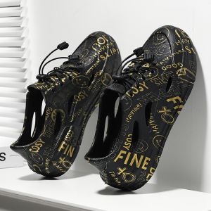 Mens Summer Sports Sandals Anti-Slip Deodorant Hollow out Soft Bottom Beach Shoes Large Size Slip-On Water Shoes