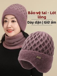 BINGGU | Mũ Len Đính Tai Ủi Ấm Mùa Đông cho Phụ Nữ Già