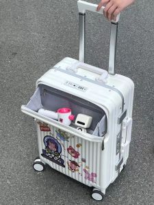 Fashionable 20 Inch Womens Carry-On Suitcase Universal Wheel Business Password Pull Rod Bag Travel Bag Polyester Lining