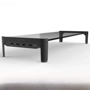 CXNO Desktop Computer Monitor Stand Riser Office Glass Storage Rack Multi-Function USB Expansion Hub Base Support Bracket