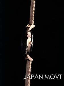 Đồng Hồ Nữ Hannah Martin Đường Kính 36mm Mặt Số Màu Vàng Hồng Mờ Phong Trào Thạch Anh Nhật Bản Dây Đeo Lưới Thép Không Gỉ Sang Trọng Chống Nước