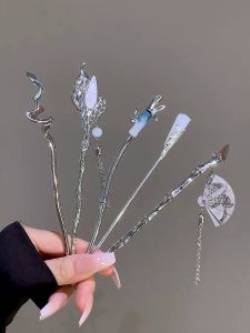 Silver Metal Hairpin for Women Chinese Style Hairpin Elegant Tassels Hair Stick Chinese Qipao Hanfu Hair Accessories