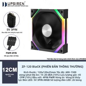 UPSIREN ZF-120 12cm ARGB RGB Máy Tính Làm Mát Yên Tĩnh Quạt 12V Với Khối Lượng Không Khí Lớn 45CFM 600-1500RPM Và 26 Hạt Đèn