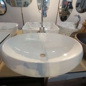 Chậu rửa mặt chậu lavabo đặt bàn LV009 MEN SỨ NANO CAO CẤP CHỐNG BÁM BẨN - Kiểu OVAL độc đáo - 2 màu trắng sứ và trắng sứ mạ vàng - BẢO HÀNH 20 NĂM - Chính hãng Audi