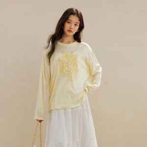INMAN | Womens Long Sleeve Loose Lightweight Goose Yellow Casual Beach Cover-up