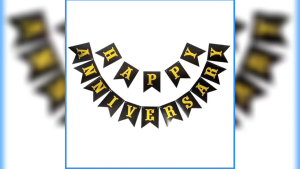 Big Gold Font Happy Anniversary Banner □ (White or Black) 583