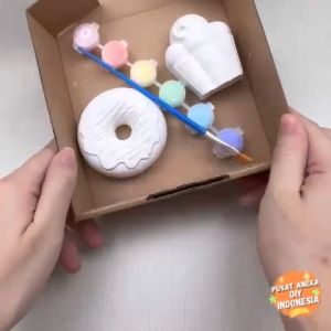 DIY Gypsum Painting Kit 1 Set Mainan Edukasi Anak Pastel Color | Alat Lukis Mewarnai Patung Gipsum Souvenir Hampers Ulang Tahun