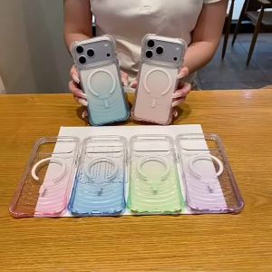 Water Ripple Gradient Color OTT-Box Magnetic Case For IPhone 18 Pro Max 17 16 15 14 Plus 13 For Magsafe Chargre Shockproof Cover