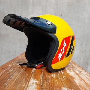 Helm Jaful Helm Klasik Honda Ganl Kuning plus Pet Panjang