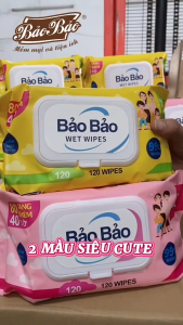 Thùng 8 gói khăn ướt Bảo Bảo 80 tờ không cồn không mùi cao cấp dành cho mẹ và bé