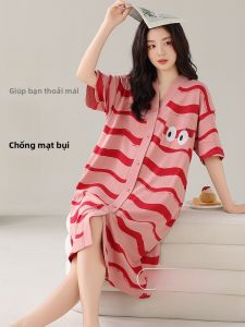 MiiOW | Áo choàng cardigan tay ngắn cotton nguyên chất mùa hè cho nữ váy ngủ dài vừa phải có thể mặc ngoài trời quần áo mặc nhà thoải mái