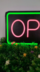ป้ายไฟ OPEN-เขียว ป้ายไฟหน้าร้าน ป้ายไฟ Led ป้ายไฟนีออน ประหยัดไฟ ใช้ปลั๊กไฟ บ้าน เพิ่มเอกลักษณ์สีสัน สวยงาม