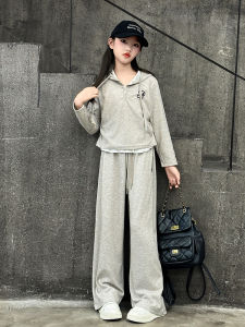 Girls Sports Wear Set Spring New Casual Knitted Two-Piece Suit Korean Style Child Clothing for Ages 2-14 Cotton Blend