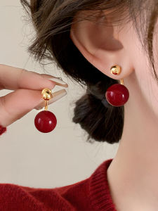 Pianist | Vintage Wine Red Pearl S925 Sterling Silver Earrings Stud