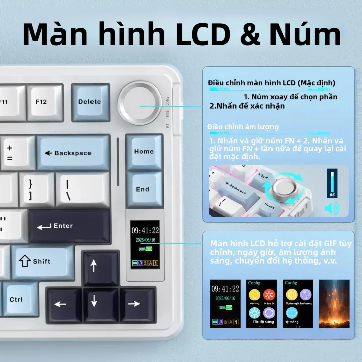 Bàn Phím Cơ Chơi Game AULA S75 Pro 75% RGB Có Đèn Nền Không Dây Với Núm Điều Khiển Màn Hình LED, Hỗ Trợ Thay Nóng, Keycap PBT Dành Cho Máy Tính Để Bàn, Laptop, Máy Tính Bảng | BigBuy360 - bigbuy360.vn Bàn Phím Cơ Chơi Game AULA S75 Pro 75% RGB Có Đèn Nền Không Dây Với Núm Điều Khiển Màn Hình LED, Hỗ Trợ Thay Nóng, Keycap PBT Dành Cho Máy Tính Để Bàn, Laptop, Máy Tính Bảng | BigBuy360 - bigbuy360.vn