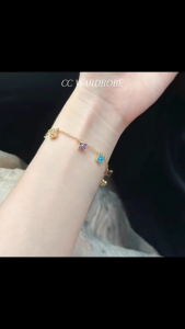 CC Wardrobe Elegant Colorful Mini Clover Bracelet - Cute Lucky Four-Leaf Clover Jewelry Gift for Women and Girls