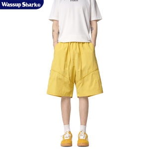 Quần Short Công Sở Thường Ngày WASSUP SHARK Mùa Hè Năm 2025 Quần Dài Năm Điểm Rộng Rãi Ống Đứng Quần Áo Ngoài Phong Cách Công Sở