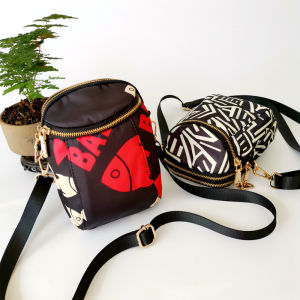 Fashionable Nylon Crossbody Phone Bag 2023 New Style Versatile Single Shoulder Bag Three Layers Printed Casual Youth Purse