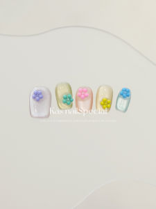 Handmade Short Nail Art Ice Transparent Wearable Nail Tips Macaron Color Series Dopaamine Bright Summer New Arrival Premium Feeling