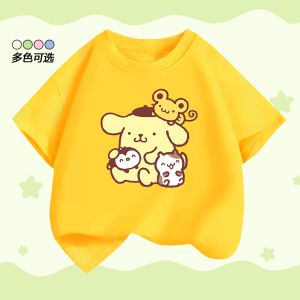Bandai | Pudding Dog T-shirt Short Sleeve Cotton Childrens Summer Clothing Style Childrens Clothing Half-Sleeve Fashion Casual Shirt