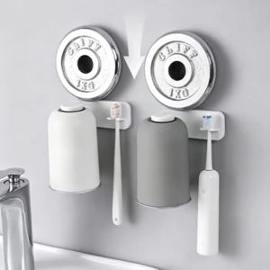 Giá Đỡ Bàn Chải Đánh Răng Hút Từ Tính Bằng Thép Không Gỉ Treo Tường Không Cần Khoan Kèm Cốc Đựng Nước Súc Miệng & Hộp Đựng Bàn Chải Đánh Răng