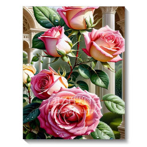 Oil Painting By Numbers Rose Pattern DIY Number Drawing Canvas Pictures By Numbers Home Decor Large Size