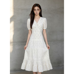 PIAOYA | Luxury Dots Dress Women Slim Fit Short Sleeve