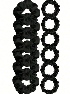 12 Pieces Satin Hair Scrunchies Silky Elastic Bands Skinny Solid Hair Ties Ropes Ponytail Holder for Women Girls Hair Accessorie