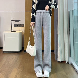 Cashmere Wide Leg Pants Womens Spring Autumn Winter Thickened Fleece Casual Flared Pants High Waist Long Trousers