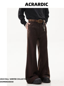 Trendy American Casual Suit Pants Mens Retro CleanFit Straight Leg Drapey Versatile Micro Flare Trousers Autumn Youth Fashion