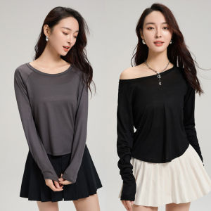 miiow | Cat Woman Shoulder Bared Long Sleeve T Shirt Women Summer New Style Air Conditioning Sun Protection Cover Thin Veil Loose Fit Top