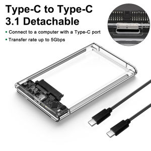 Congdi | 2.5 External Hard Drive Enclosure USB 3.0 to SATA III Tool-Free Clear Hard Disk Case for 2.5 inch 7mm 9.5mm SATA HDD SSD Case
