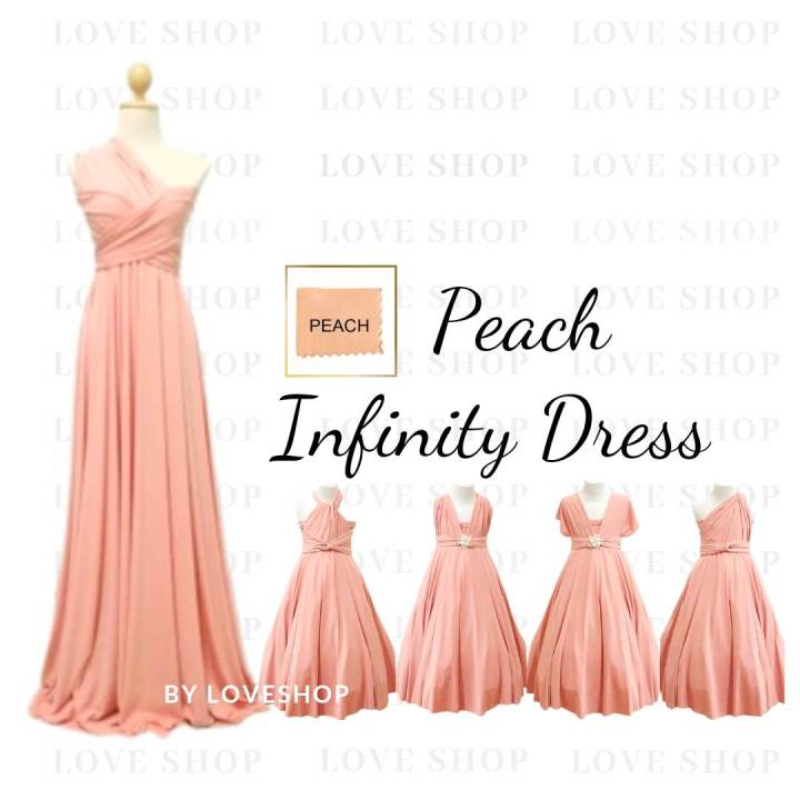 Peach Infinity Dress for Kids and Adult A-Line Maxi Dress Cotton