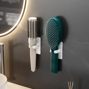 Bathroom Wall-Mounted Comb Storage Rack No-Drilling Spineless Comb Shape Comb Airbag Comb Hook Storage Box Resin Material Japanese Style